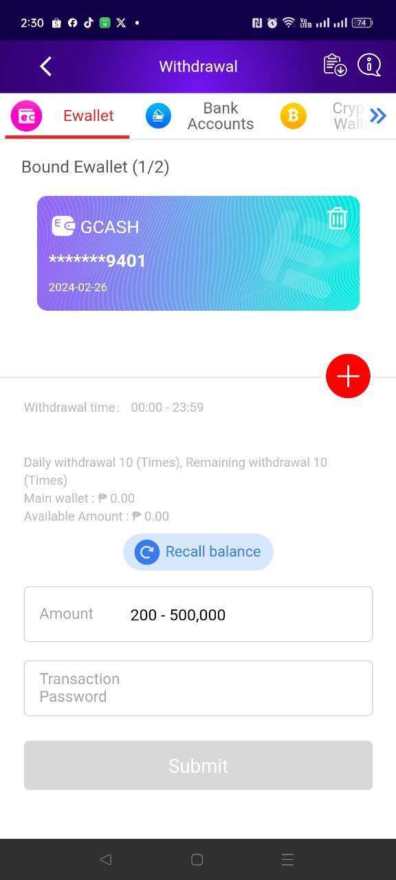 7XM Withdrawal Section